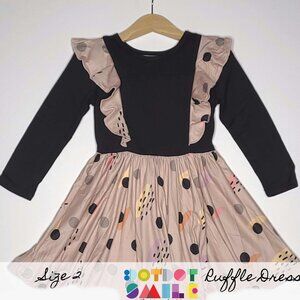 DotDotSmile Size 2t Ruffle Dress - NWT - Colorblock with polkadots